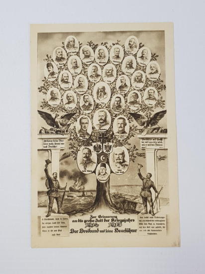 1. DÜNYA SAVAŞI İTTİFAK LİDERLER KONULU NADİR KARTPOSTAL