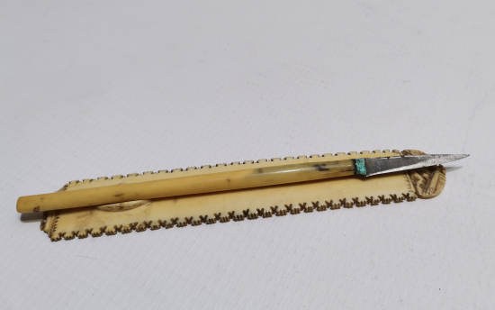 OSMANLI DÖNEMİ FİLDİŞİ SAPLI HATTAT BIÇAĞI VE FİLDİŞİ MAKTA TAKIMI