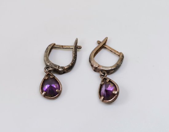 AMETİST TAŞLI GÜMÜŞ KÜPE