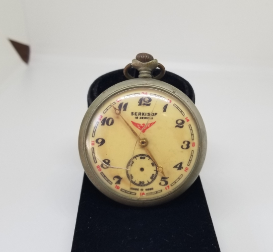 ARKASI TRENLİ SERKİSOF MARKA KURMALI CEP SAATİ