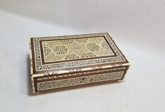 EL YAPIMI ANTİKA MARKÜTERİ MÜCEVHER KUTUSU