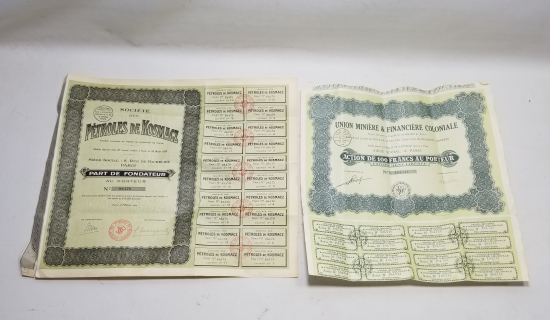 1923-1929 TARİHLİ İKİ ADET FRANSIZ HİSSE SENEDİ