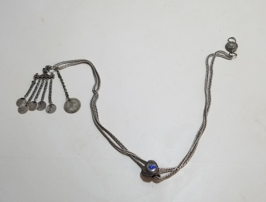 MİNELİ SÜRGÜLÜ OSMANLI DÖNEMİ İPEK ZİNCİRLİ GÜMÜŞ CEP SAATİ KÖSTEĞİ