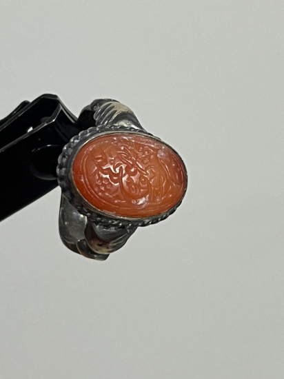 AKİK TAŞLI OSMANLI DÖNEMİ ÜZERİ YAZILI GÜMÜŞ YÜZÜK