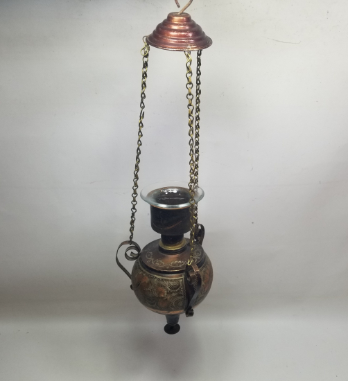 ÜZERİ KALEM İŞÇİLİKLİ ANTİKA ERZİNCAN YAPIMI NADİR TİPTE KANDİL FORMLU ŞAMDAN