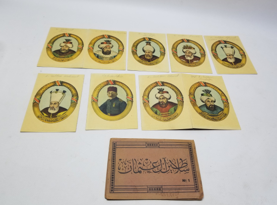 OSMANLI DÖNEMİ ÇOK NADİR ORİJİNAL ALBÜMÜNDE PADİŞAH KARTLARI SERİSİ KARTPOSTAL TAKIMI