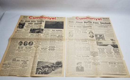1940 VE 1941 TARİHLİ 2. DÜNYA SAVAŞI DÖNEMİ 2 ADET CUMHURİYET GAZETESİ