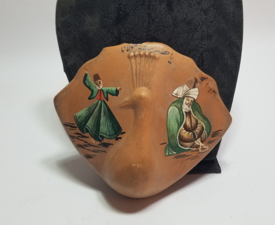 ÜZERİNDE YA HZ MEVLANA YAZILI EL BOYAMA TOPRAK SAKSI