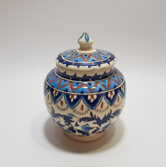 KÜTAHYA İŞİ EL BOYAMA ANTİKA KAPAKLI KAVANOZ