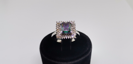 KÖK AMETİST VE PIRLANTA TAŞLI YÜZÜK