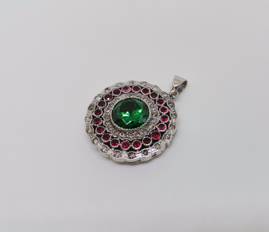 ZÜMRÜT YAKUT VE PIRLANTA TAŞLI KOLYE UCU