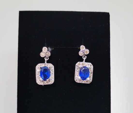 SAFİR VE PIRLANTA TAŞLI BÜYÜK BOY KÜPE