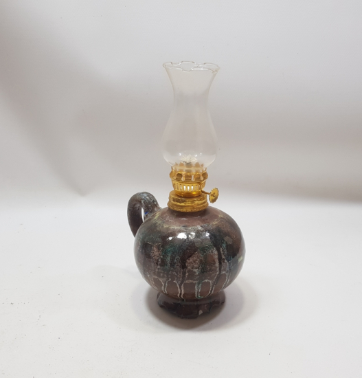 KÜTAHYA İŞİ ÇİL KONDİSYONDA EL YAPIMI ANTİKA GAZ LAMBASI