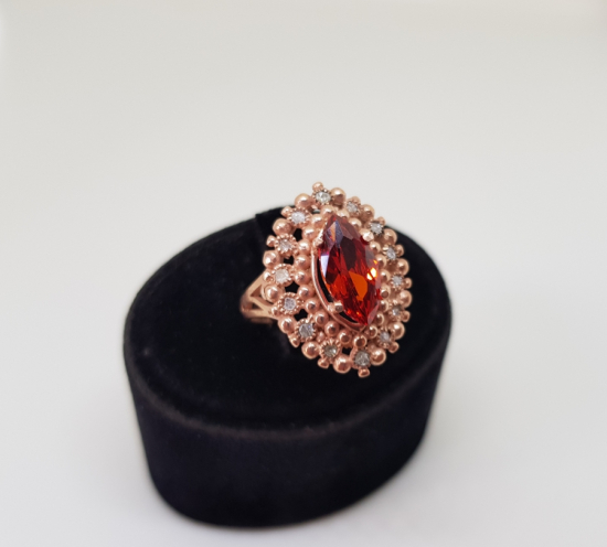 SİTRİN VE ELMAS TAŞLI MEKİK MODELİ YÜZÜK