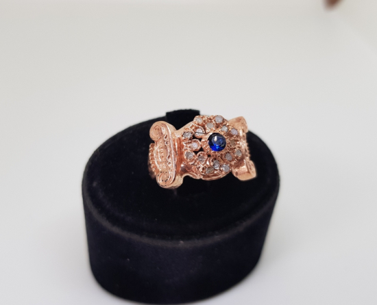 SİTRİN VE ELMAS TAŞLI KOÇBAŞI MODELİ YÜZÜK