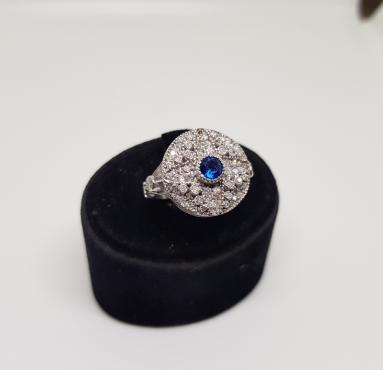 SAFİR VE PIRLANTA TAŞLI YILDIZ FORMLU YÜZÜK