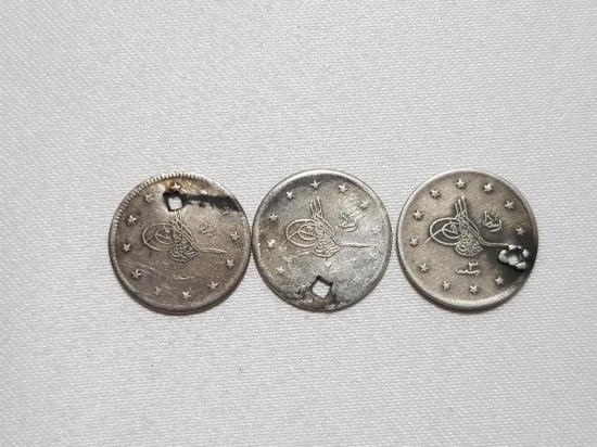 SULTAN MEHMET REŞAT DÖNEMİ 3 ADET GÜMÜŞ 2 KURUŞ