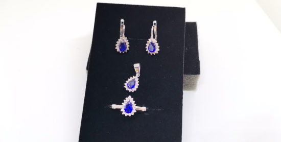 SAFİR VE PIRLANTA TAŞLI TAM TAKIM SET