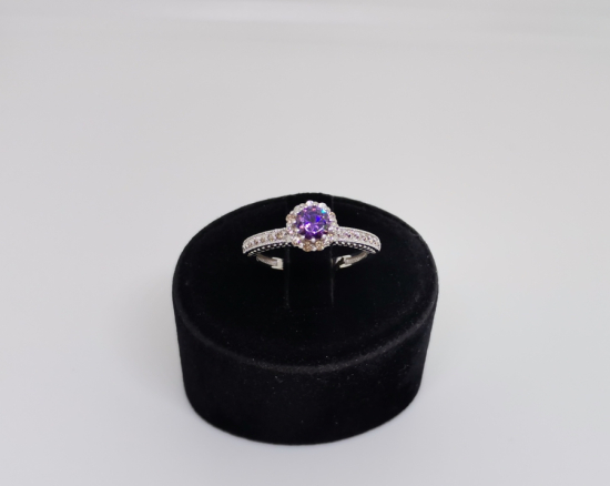 AMETİST VE PIRLANTA TAŞLI TEKTAŞ YÜZÜK