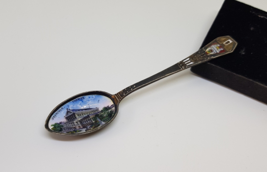 HANNOVER TİYATRO BİNASI GÖRSELLİ MİNELİ GÜMÜŞ ÇAY KAŞIĞI