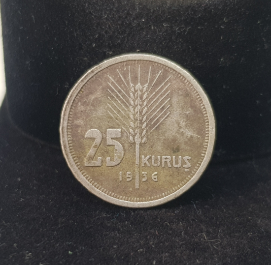 1936 YILI GÜMÜŞ 25 KURUŞ