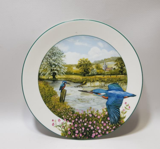 NEHİR VE KUŞ TEMALI KOLEKSİYONLUK PORSELEN TABAK