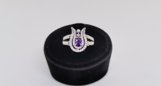 AMETİS VE PIRLANTA TAŞLI LALE MOTİFLİ HÜRREM MODEL YÜZÜK