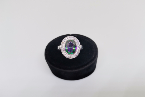 AMETİST VE PIRLANTA TAŞLI OVAL YÜZÜK