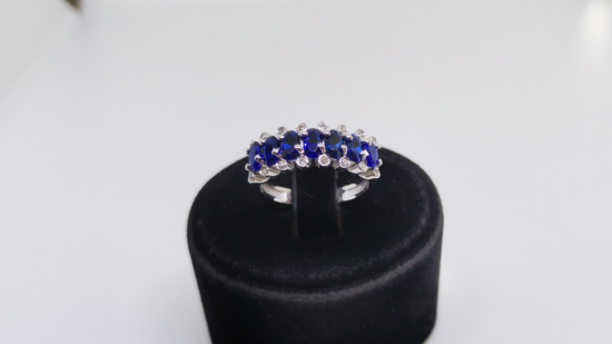 SAFİR VE PILANTA TAŞLI YARIM TAMTUR MODELİ YÜZÜK