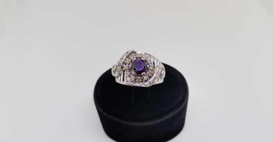 PIRLANTA VE AMETİST TAŞLI AVRUPA MODEL YÜZÜK