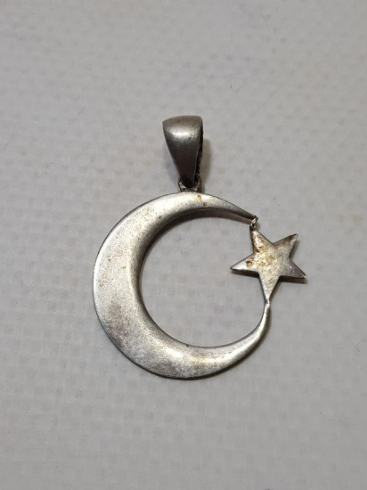 AY YILDIZ FORMLU GÜMÜŞ KOLYE UCU