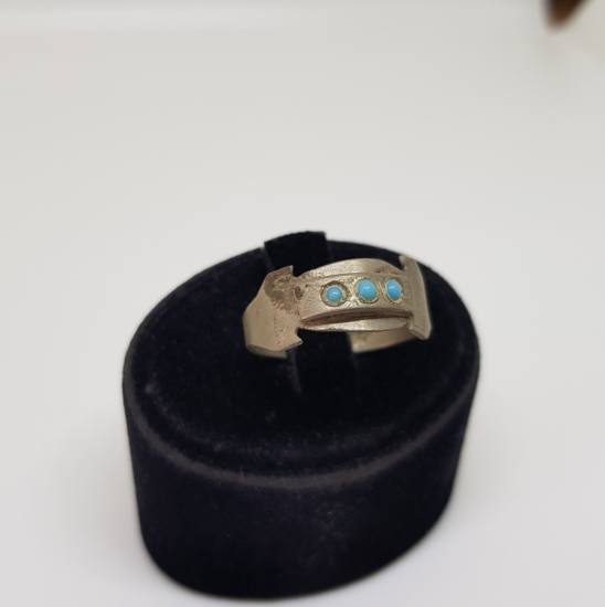 ÜZERİ KALEM İŞÇİLİKLİ TURKUAZ TAŞLI ESKİŞEHİR İŞİ YÜZÜK