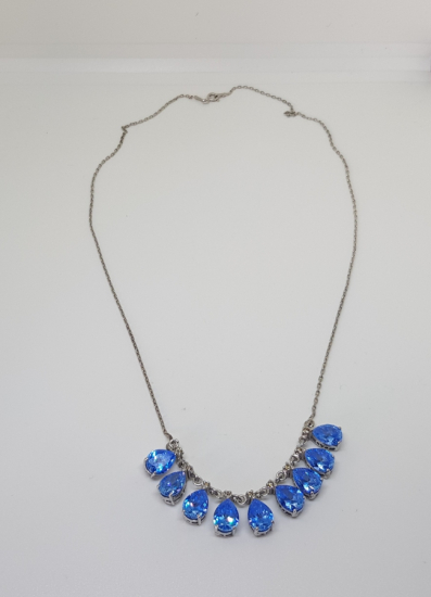 DAMLA MODEL AQUAMARİN VE PIRLANTA TAŞLI KOLYE