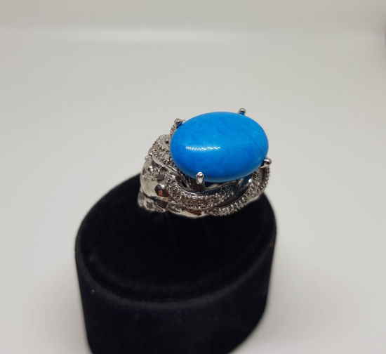 BÜYÜK ELİPS MODEL PIRLANTA VE İRAN FERUZE TAŞLI YÜZÜK