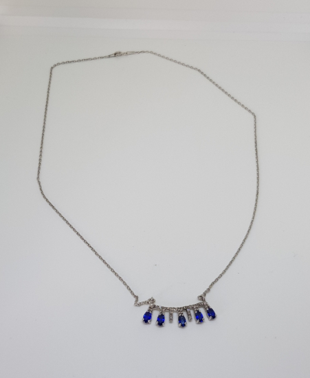 SAFİR VE PIRLANTA TAŞLI KOLYE