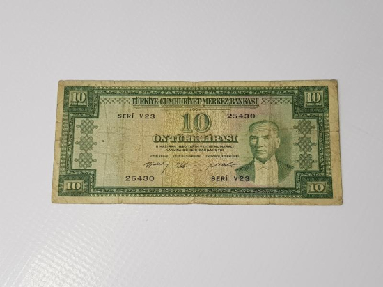 5. EMİSYON 3. TERTİP ÇOK NADİR 10 LİRA KAĞIT PARA
