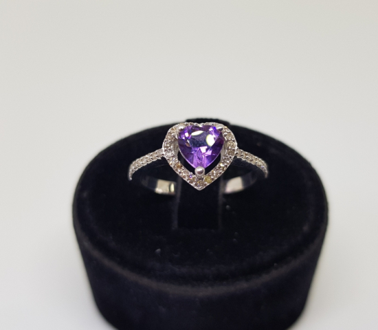 KALPLİ MODEL PIRLANTA VE AMETİST TAŞLI YÜZÜK
