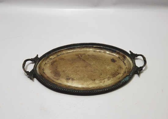 OSMANLI DÖNEMİ GÜMÜŞ KAPLAMA KAHVE TEPSİSİ