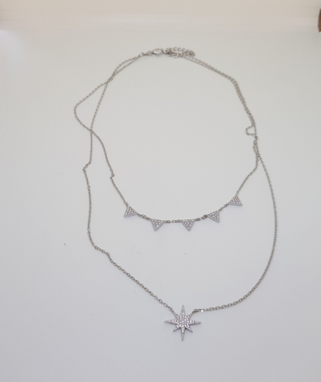 MARGAZİT TAŞLARLA SÜSLÜ ÖZEL YAPIM AVRUPA GÜMÜŞ KOLYE