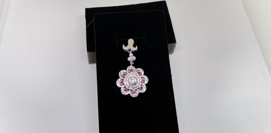 GÜNEŞ MODEL GARNET VE PIRLANTA TAŞLI KOLYE UCU