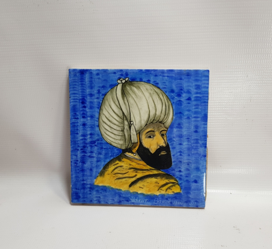 YILDIRIM BAYEZİD RESİMLİ EL BOYAMA KÜTAHYA ÇİNİ KARO