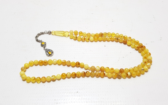 EL YAPIMI USTA İŞİ NADİR GÜMÜŞ PÜSKÜLLÜ DAMLA KEHRİBAR NAMAZ TESPİHİ