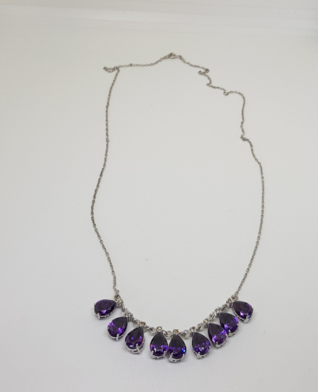 AMETİST VE PIRLANTA TAŞLI DAMLA MODEL GERDANLIK