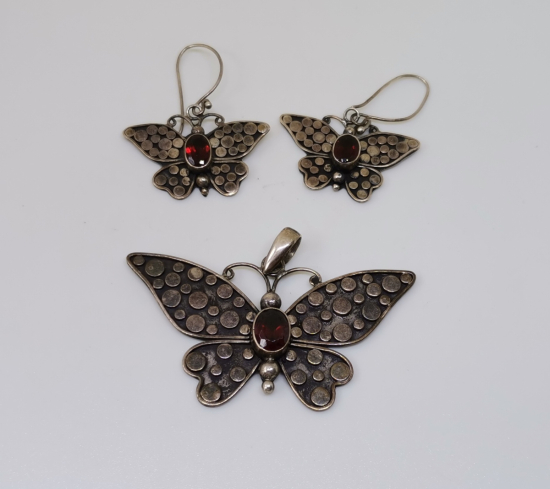 KELEBEK FORMLU ÖZEL YAPIM GÜMÜŞ KOLYE KÜPE YAPIMI