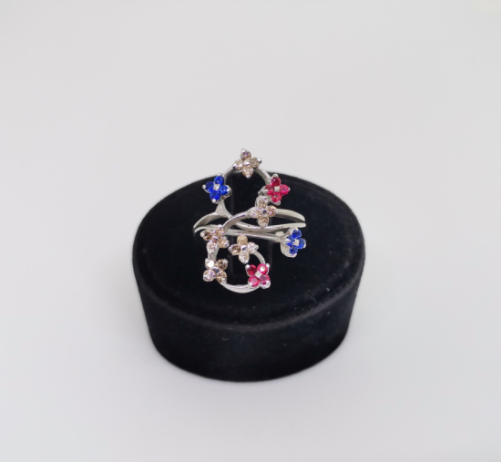 ŞIMARIK MODELİ PIRLANTA- SAFİR VE YAKUT TAŞLI YÜZÜK