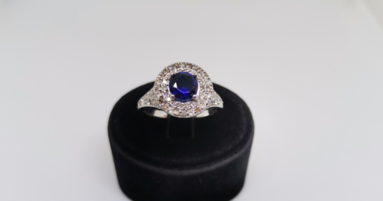 SAFİR VE PIRLANTA TAŞLI GÜNEŞ MODELİ YÜZÜK