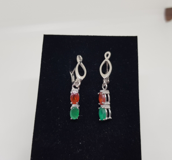 PIRLANTA VE RENKLİ TAŞLARLA SÜSLÜ KÜPE