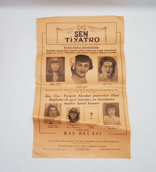 ÇOK NADİR ANTİKA ŞEN TİYATRO AFİŞİ