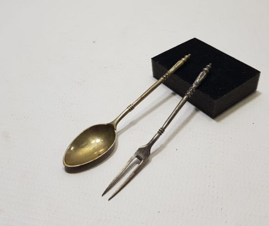 RUMCA İNSİYALLİ OSMANLI DÖNEMİ GÜMÜŞ TATLI ÇATAL KAŞIĞI