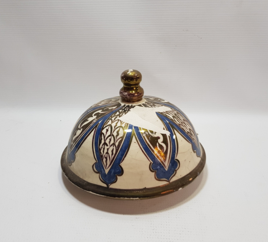 NADİR FORMDA EL BOYAMA İŞÇİLİKLİ 1800 BAŞLARI BÜYÜK BOY KÜTAHYA TOPRAK LENGER KAPAĞI